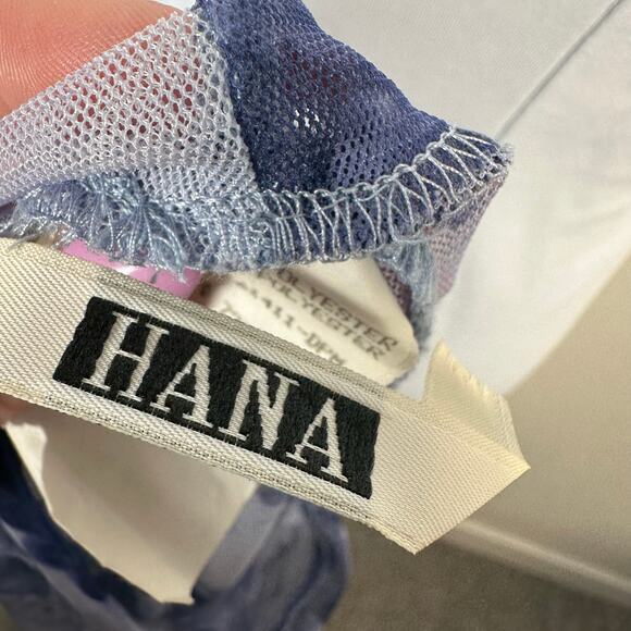 Hana 90s Y2K Vintage Sheer Mesh Overlay Floral Print T Shirt Midi Dress Blue S - Picture 3 of 12